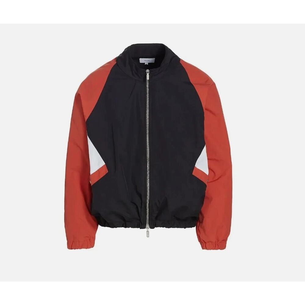 $1,195 NWT RHUDE Colorblock Track Jacket-Blood Orange, Black / White- Size M